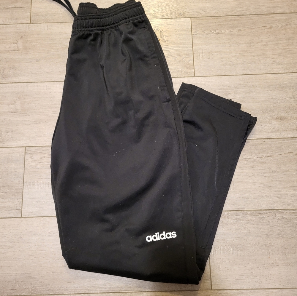 adidas Black Men's Track Pants with White Logo